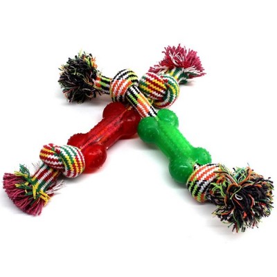 Pet dog toy rubber bone knot knot chew toy